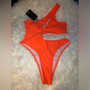 Fashion Nova Vibrant Orange One Piece Swimsuit